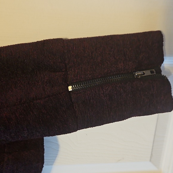 Cupcakes and Cashmere Women’s Burgundy Black Moto Jacket Zip M Asymmetrical - Picture 6 of 7